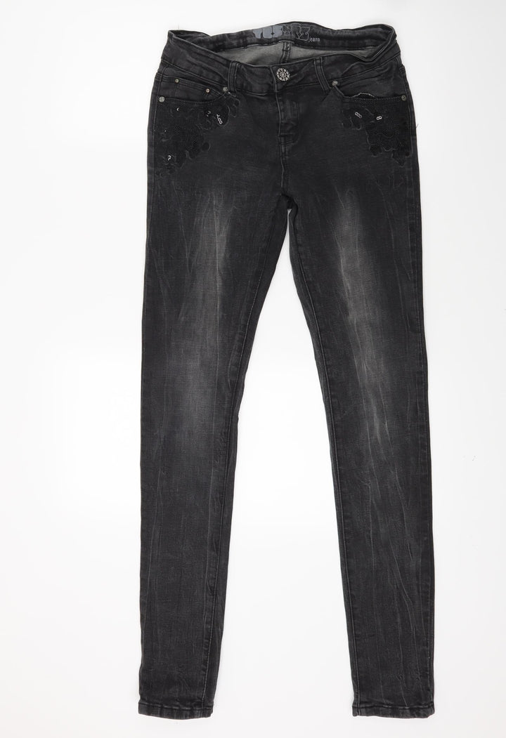 yes yes Womens Black Denim Skinny Jeans Size 12 L30 in
