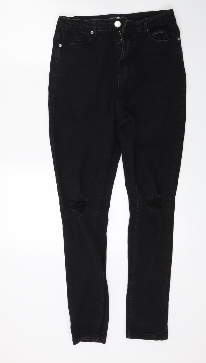 Boohooo Womens Black Denim Skinny Jeans Size 12 L27 in