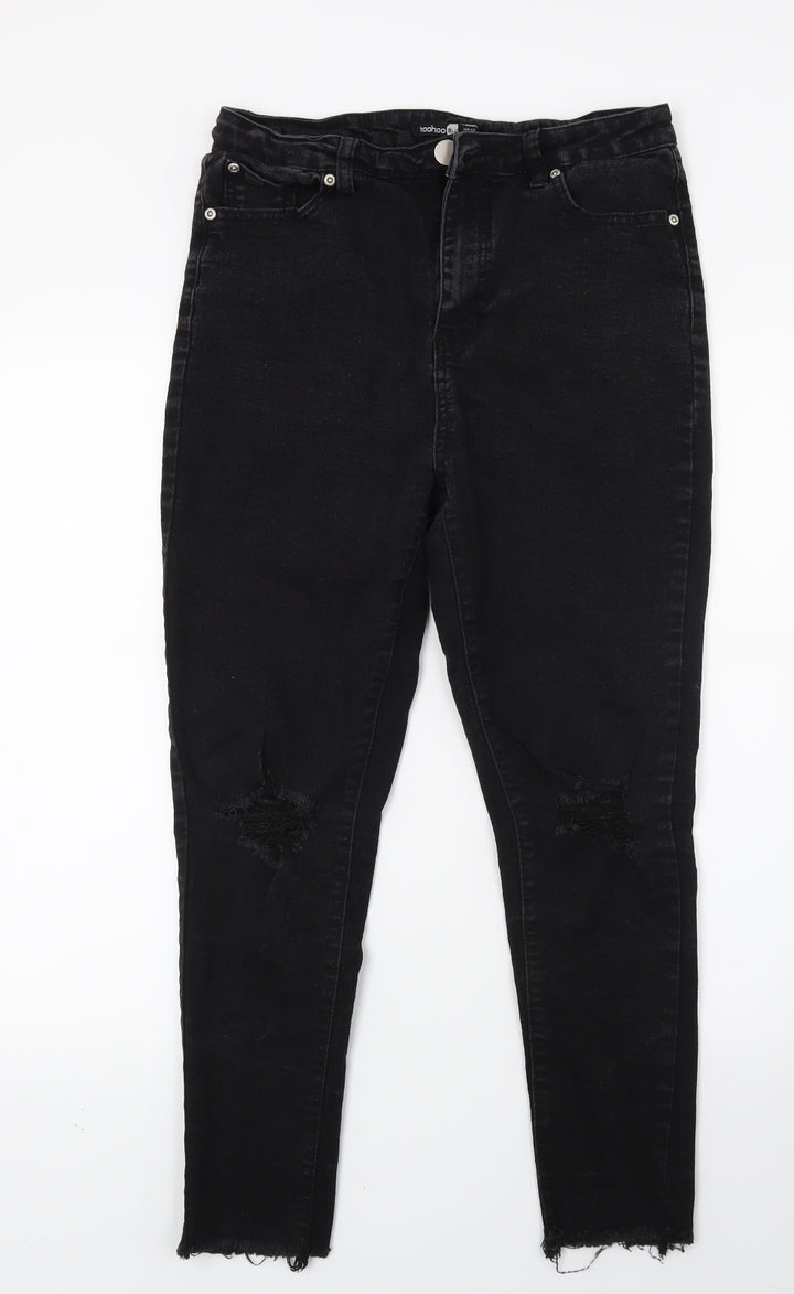 Boohoo Womens Black Denim Skinny Jeans Size 12 L23 in