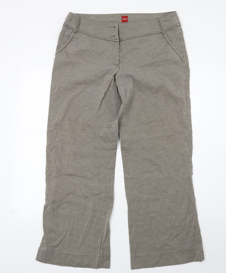 Olsen Womens Brown Striped Trousers Size 14 L26 in
