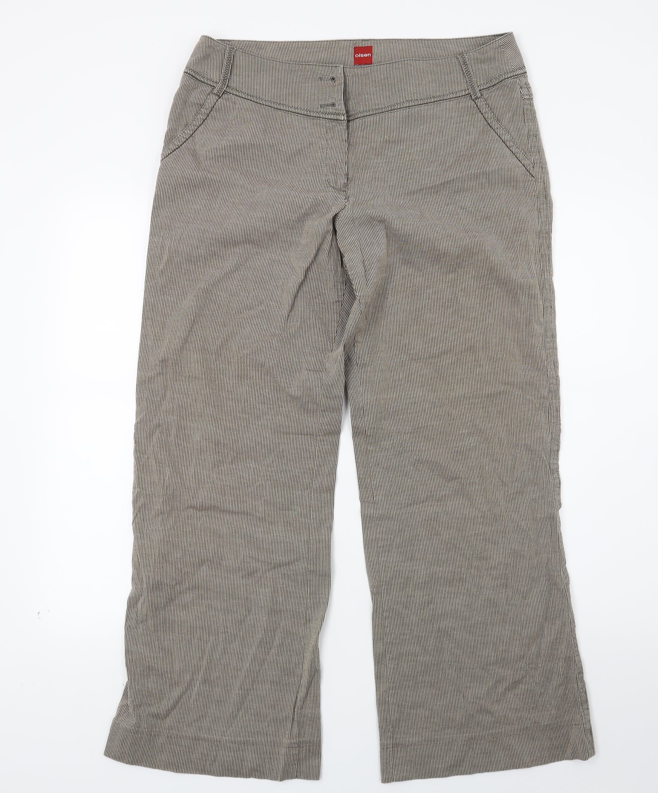 Olsen Womens Brown Striped  Trousers  Size 14 L26 in
