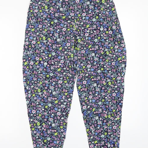 H&M Womens Blue Floral  Trousers  Size 14 L24 in