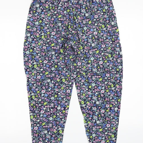 H&M Womens Blue Floral  Trousers  Size 14 L24 in