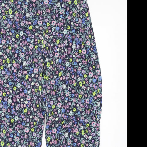 H&M Womens Blue Floral  Trousers  Size 14 L24 in