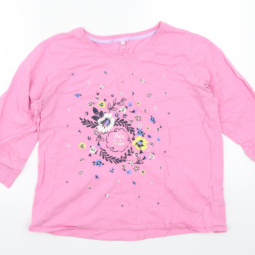 lounge & sleep Womens Pink Floral  Basic T-Shirt Size 12