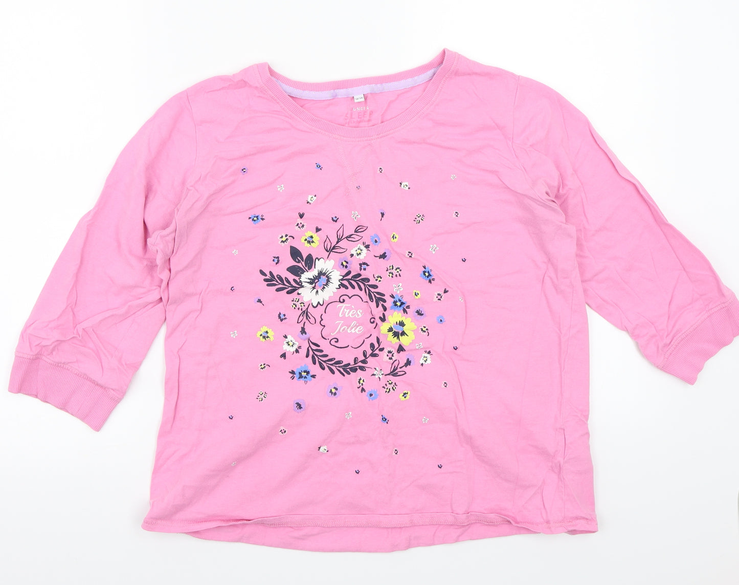 lounge & sleep Womens Pink Floral  Basic T-Shirt Size 12