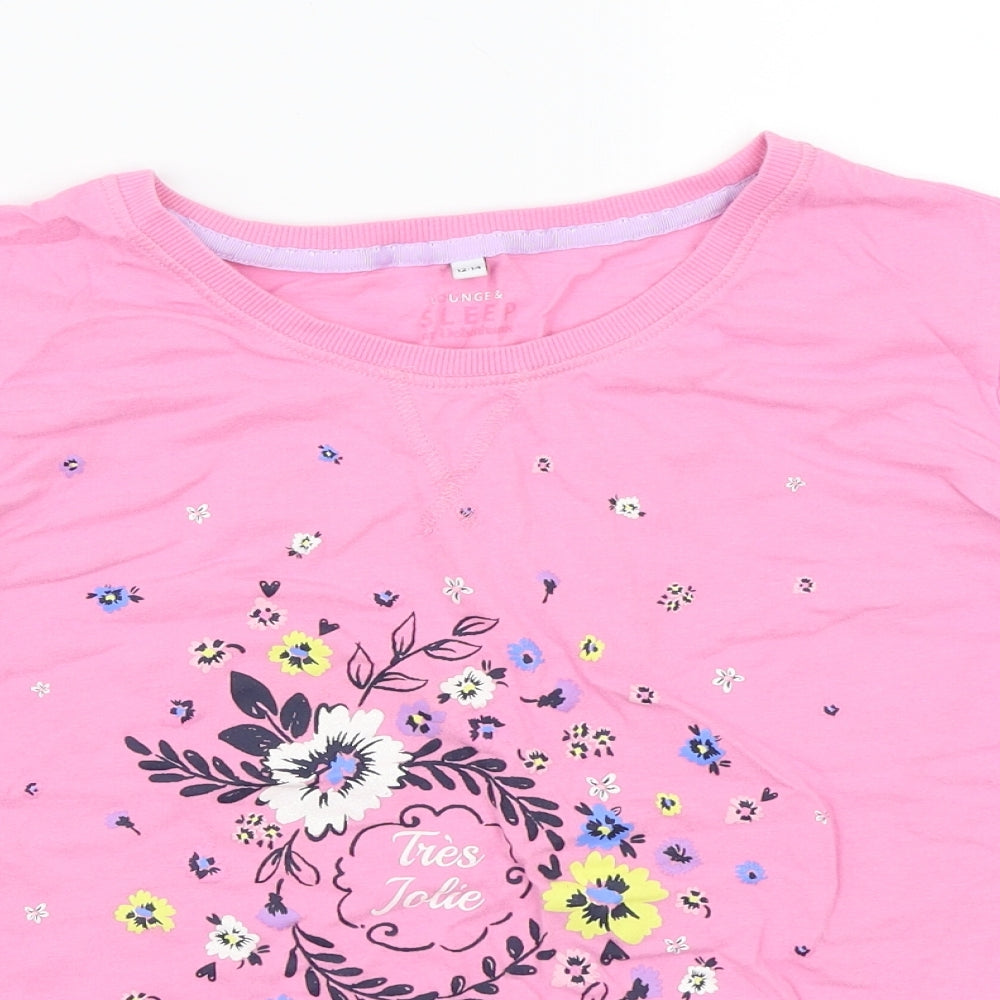 lounge & sleep Womens Pink Floral  Basic T-Shirt Size 12