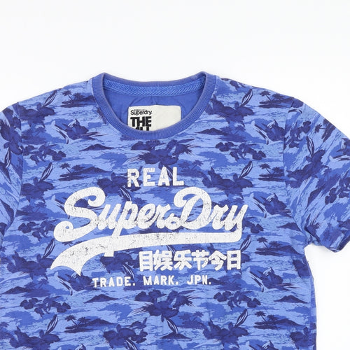 Superdry Mens Blue Floral   T-Shirt Size L