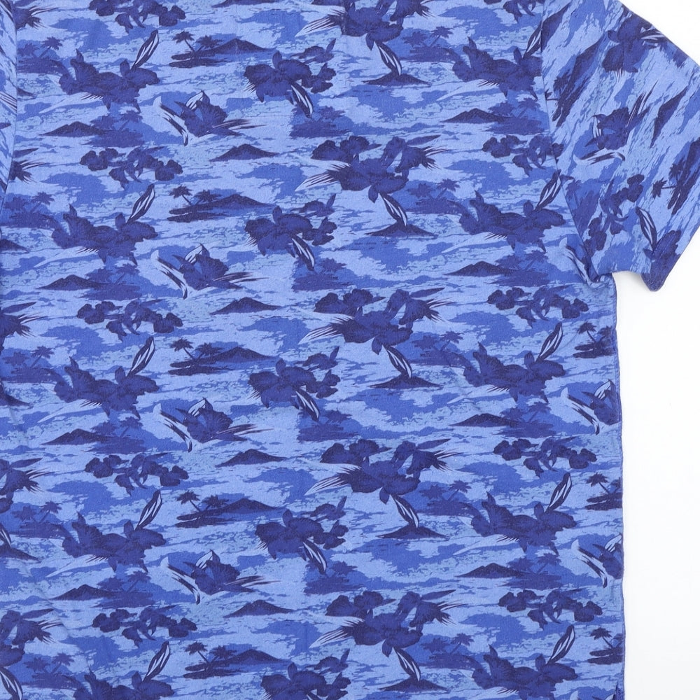 Superdry Mens Blue Floral   T-Shirt Size L