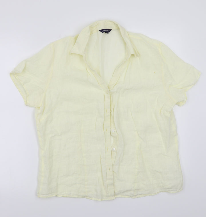 Lands end Womens Yellow Basic Button-Up Size L