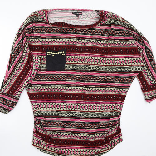 Outfitters Womens Pink Striped  Pullover Jumper Size L