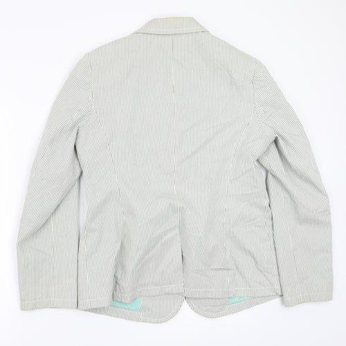 Boden Womens White Striped  Jacket Suit Jacket Size 14
