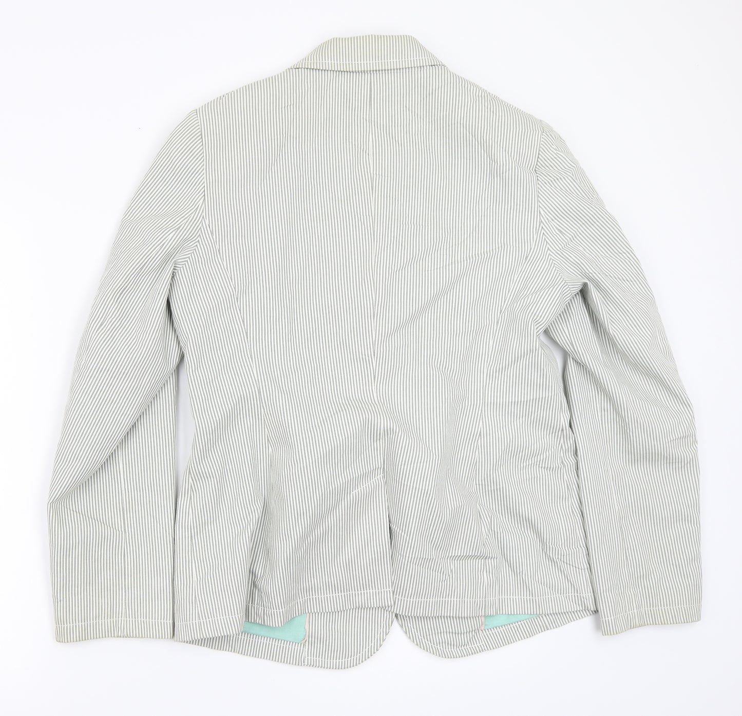 Boden Womens White Striped  Jacket Suit Jacket Size 14