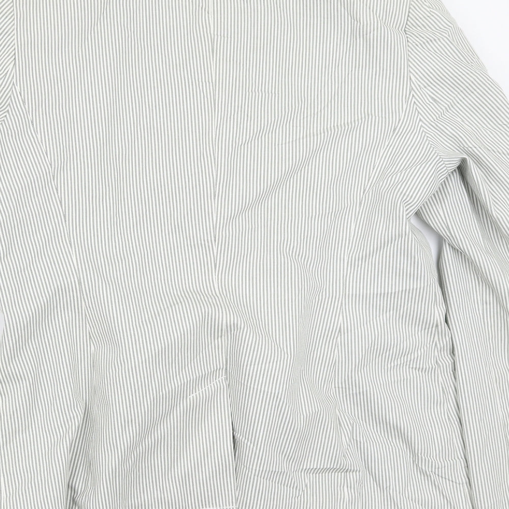 Boden Womens White Striped  Jacket Suit Jacket Size 14
