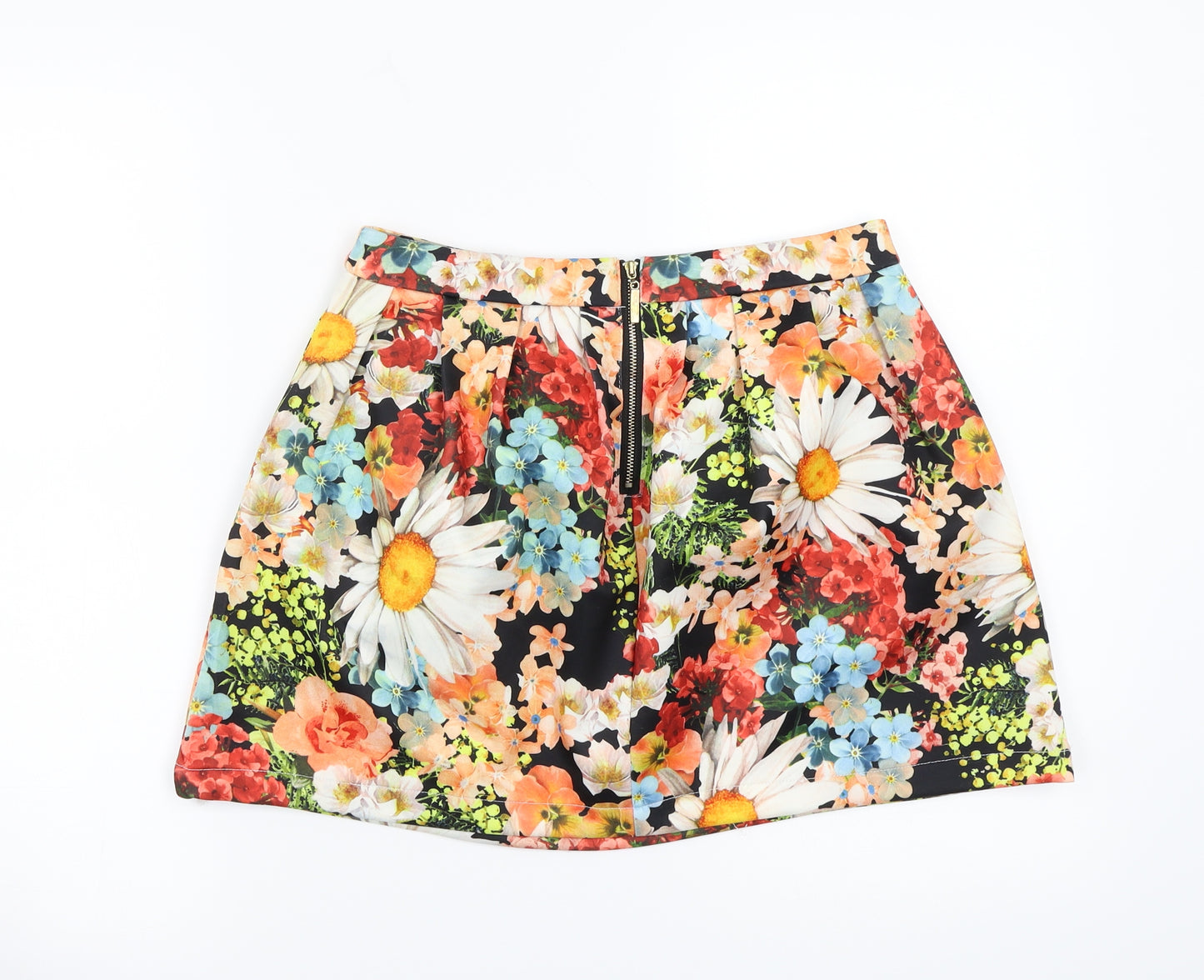 Danity Womens Black Floral  A-Line Skirt Size S