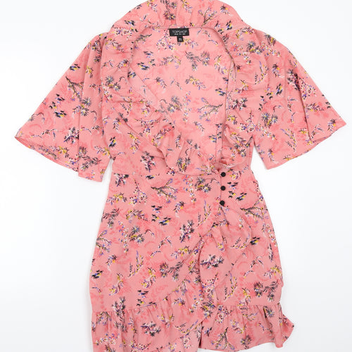 Topshop Womens Pink Floral  A-Line  Size 8