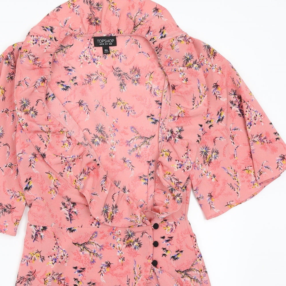 Topshop Womens Pink Floral  A-Line  Size 8