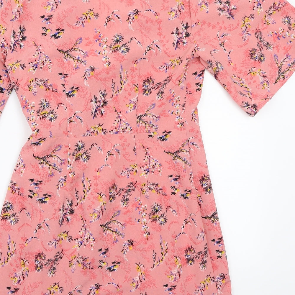 Topshop Womens Pink Floral  A-Line  Size 8