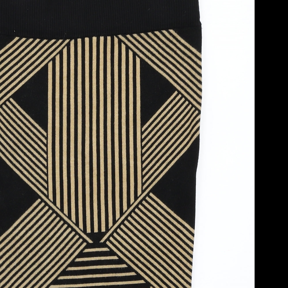 River Island Womens Black Geometric  A-Line Skirt Size 10