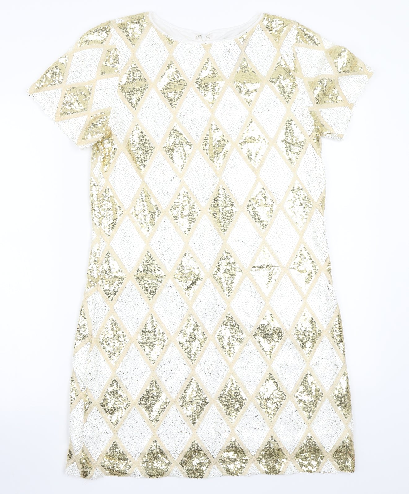 Rare London Womens White Geometric  A-Line  Size 10
