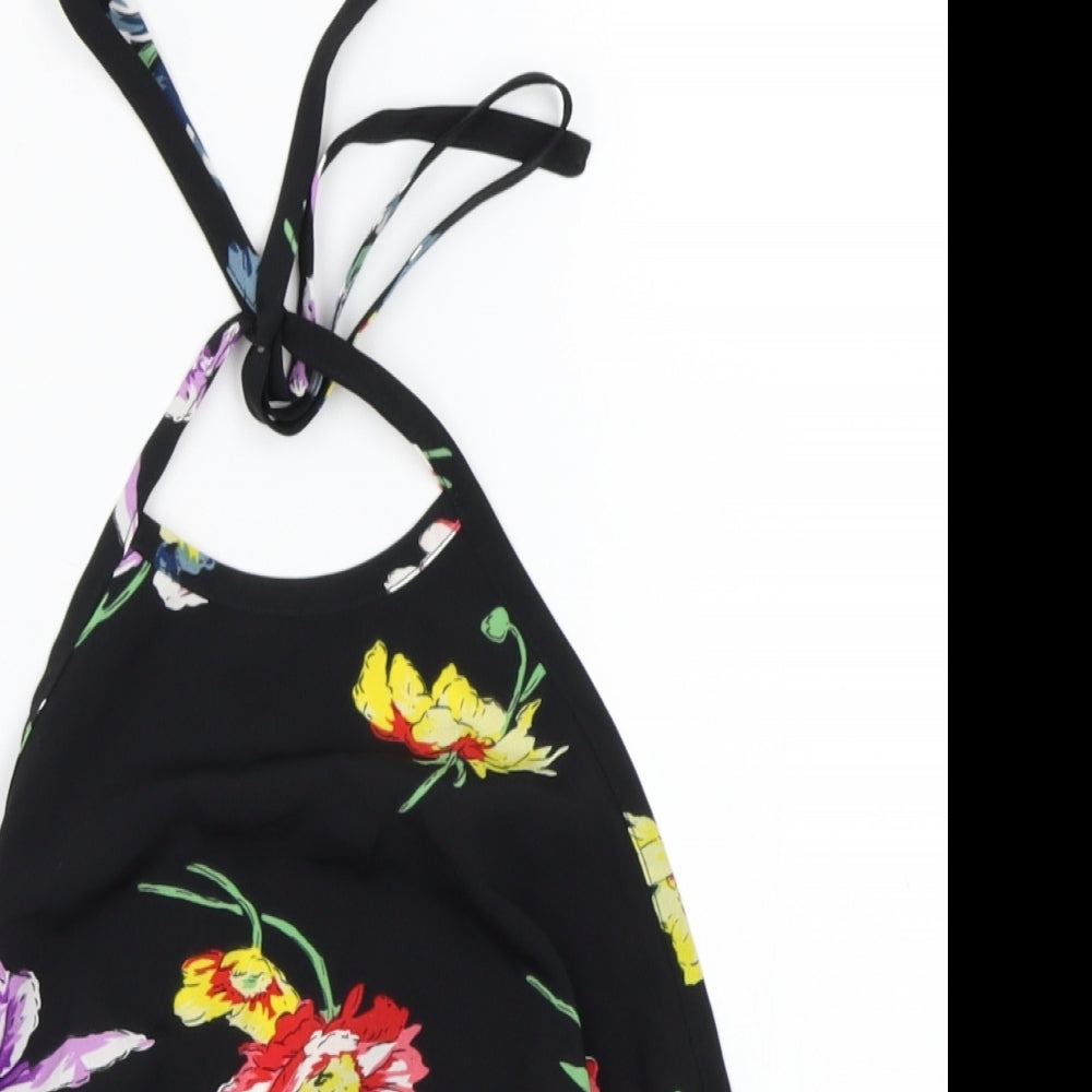 ASOS Womens Black Floral  Basic T-Shirt Size 8