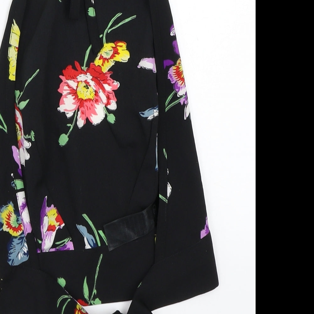 ASOS Womens Black Floral  Basic T-Shirt Size 8