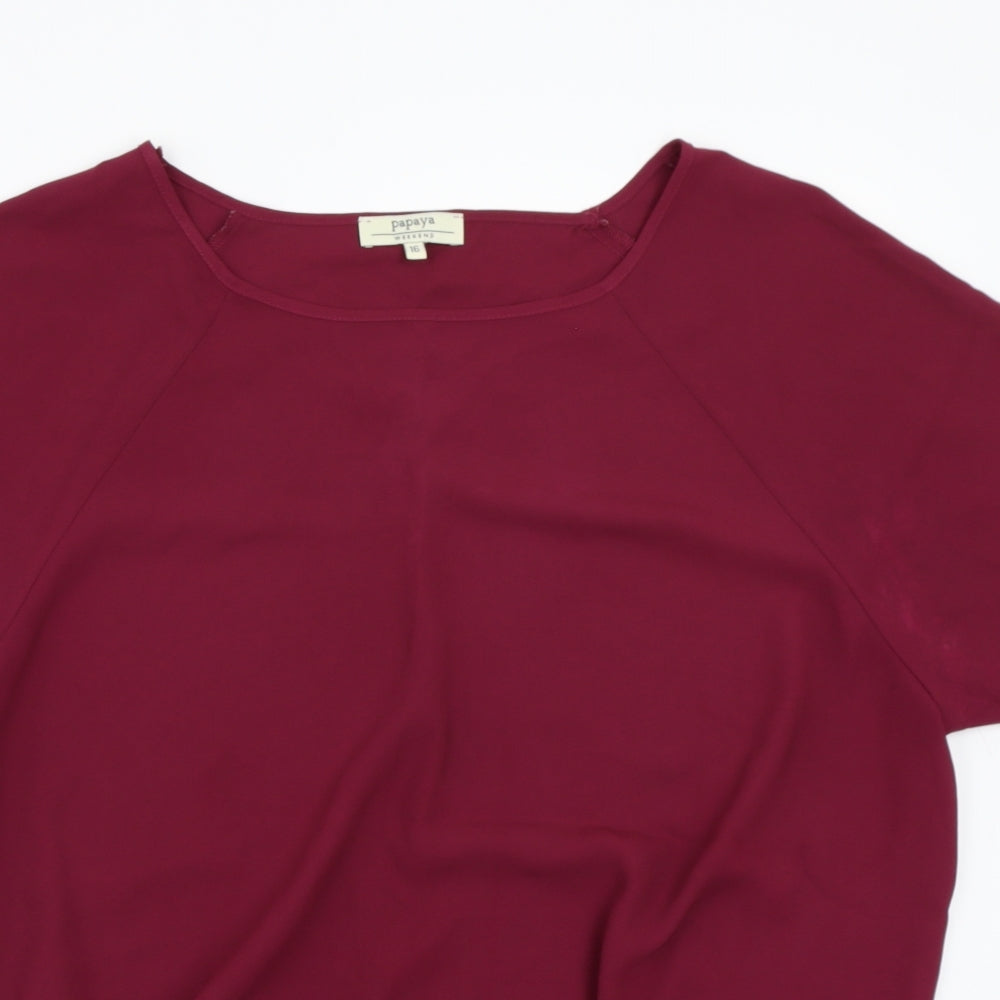 Papaya Womens Red   Basic T-Shirt Size 16