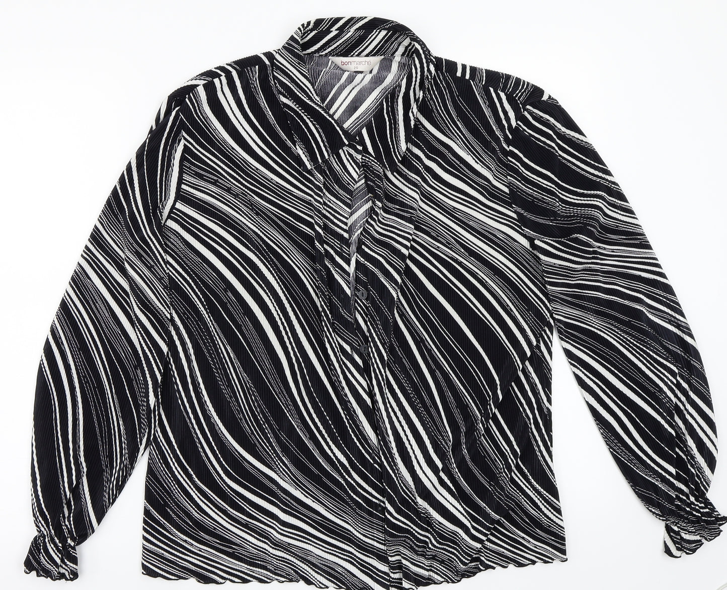 Bonmarché Womens Black Geometric  Basic Button-Up Size 20