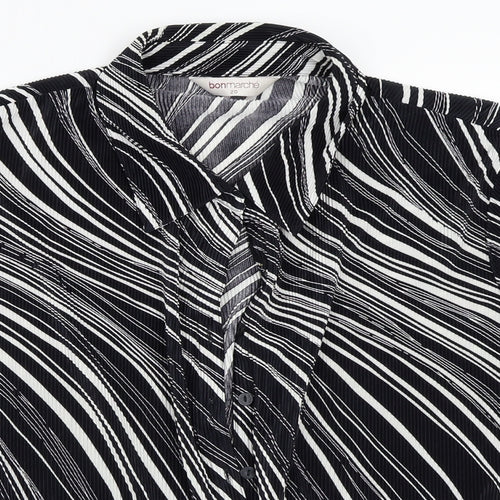 Bonmarché Womens Black Geometric  Basic Button-Up Size 20