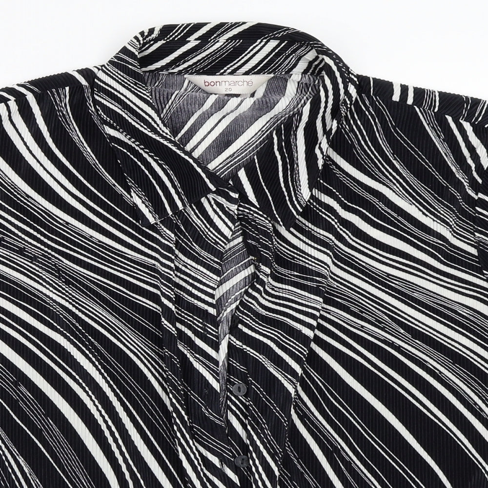 Bonmarché Womens Black Geometric  Basic Button-Up Size 20