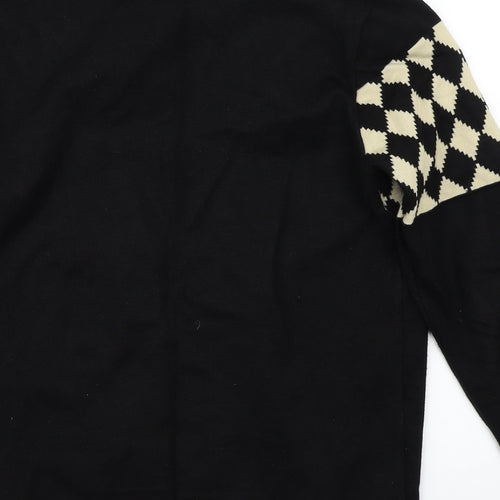 Bonmanni Womens Black Geometric  Pullover Jumper Size L