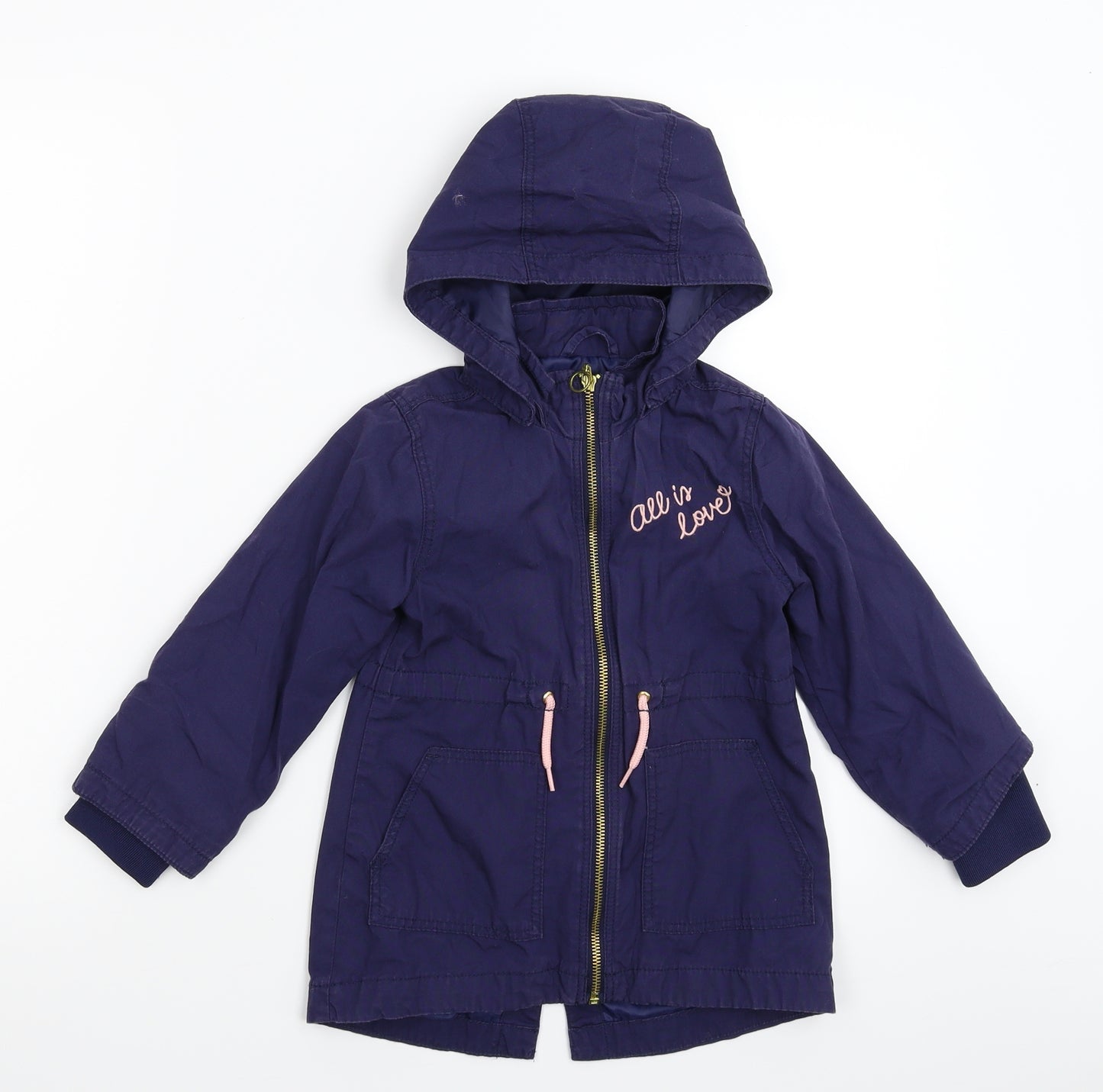 H&M Girls Blue   Parka Coat Size 3-4 Years