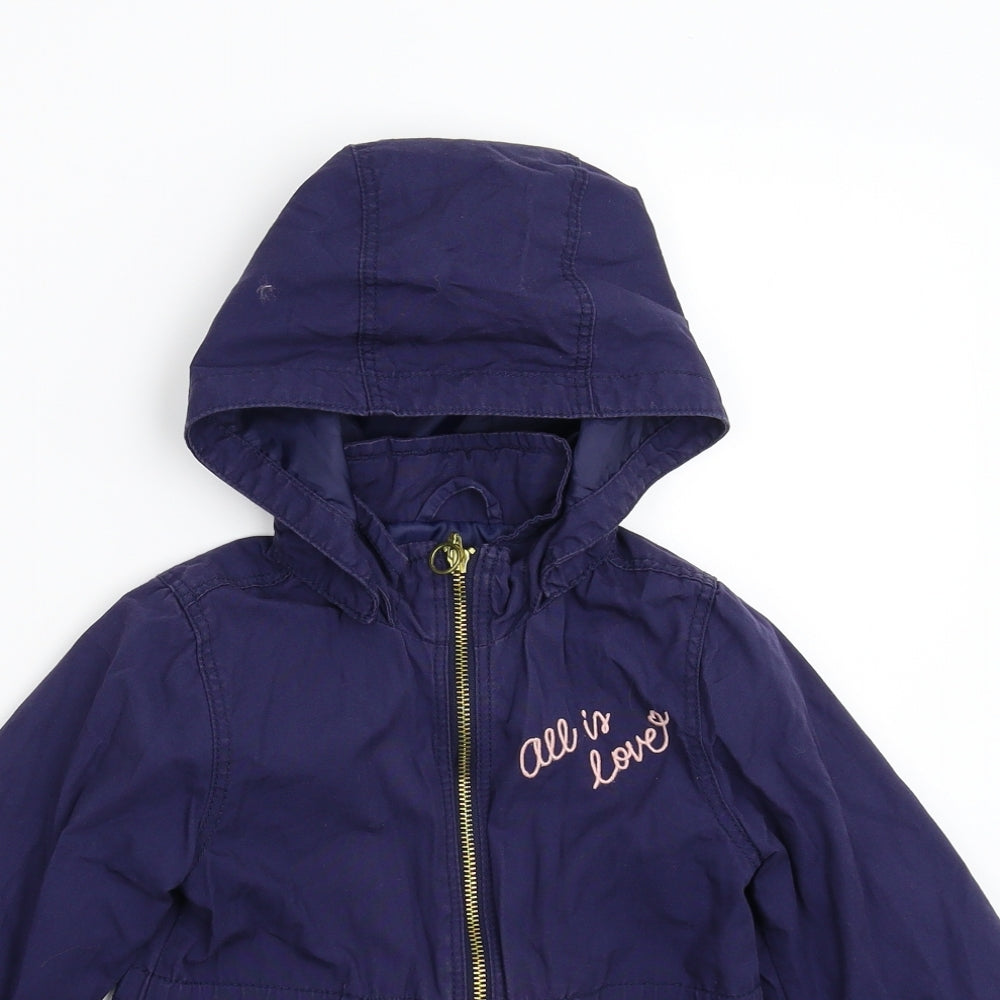 H&M Girls Blue   Parka Coat Size 3-4 Years