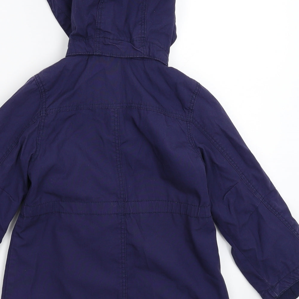 H&M Girls Blue   Parka Coat Size 3-4 Years