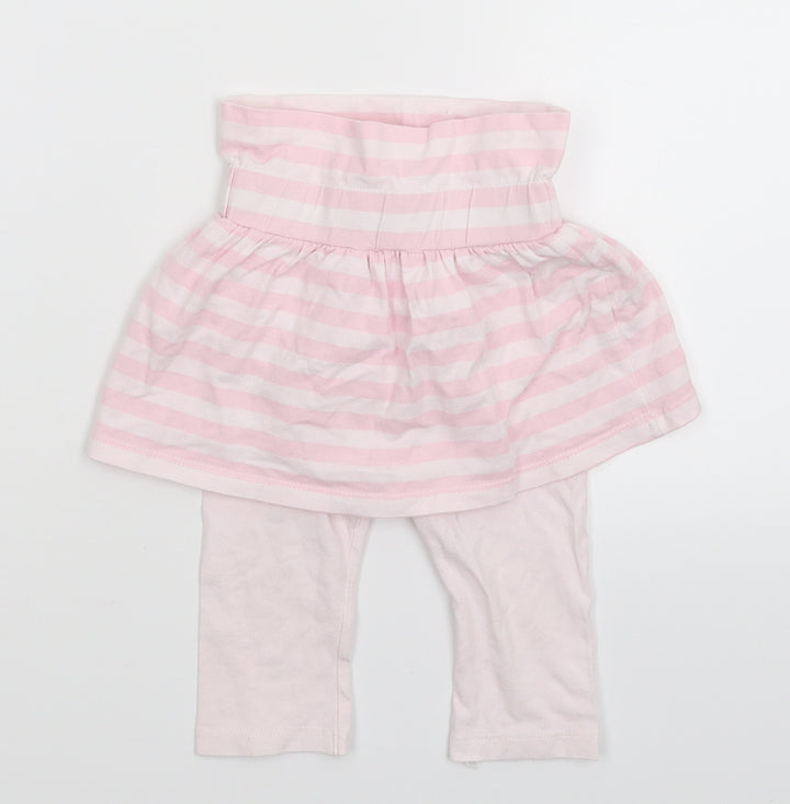 M&Co Girls Pink Striped Flare Skort Size 6-9 Months