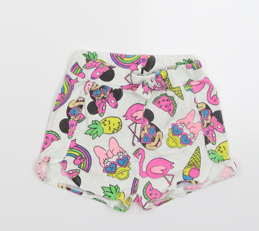 Front view of Matalan girls’ white solid babydoll sleep shorts, size 18-24, months