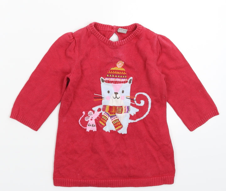 TU Girls Pink Knit Jumper Dress Size 6-9 Months