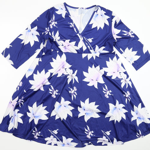 Preworn Womens Blue Floral  Fit & Flare  Size M