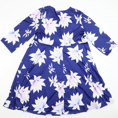 Preworn Womens Blue Floral  Fit & Flare  Size M