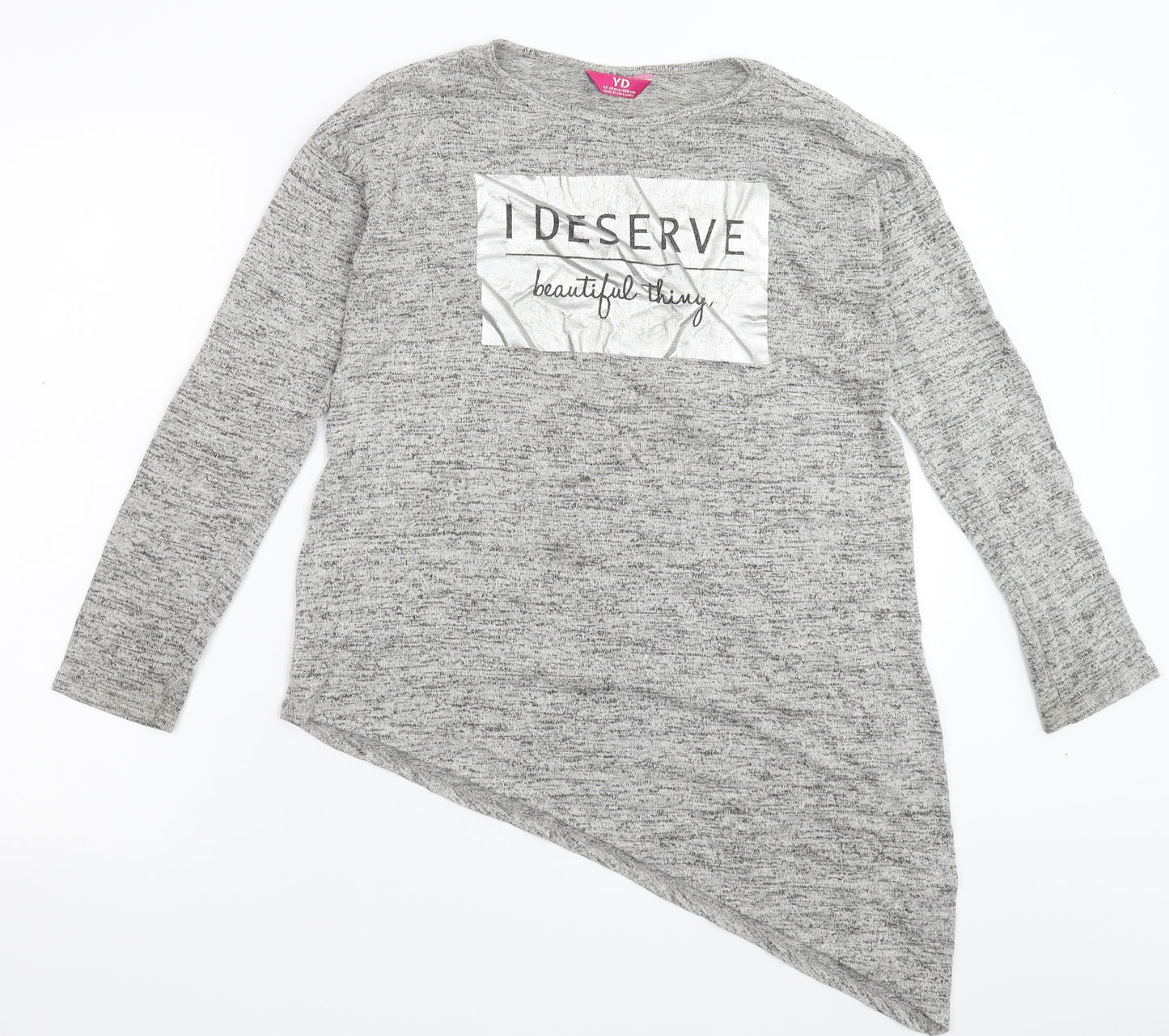 Young Dimension Girls Grey  Knit Pullover Jumper Size 12-13 Years