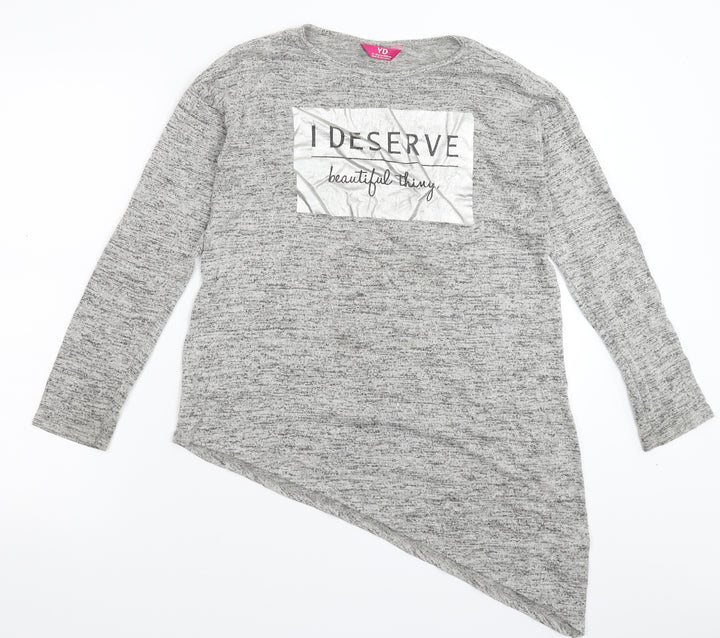 Young Dimension Girls Grey  Knit Pullover Jumper Size 12-13 Years