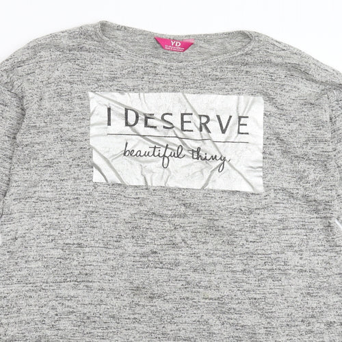 Young Dimension Girls Grey  Knit Pullover Jumper Size 12-13 Years