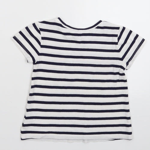 Gap Girls White Striped  Basic T-Shirt Size 4 Years