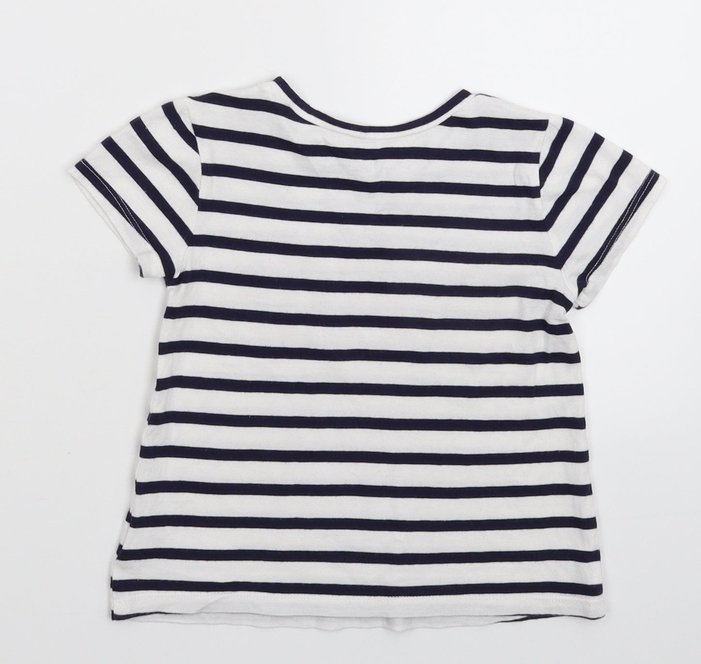 Gap Girls White Striped  Basic T-Shirt Size 4 Years