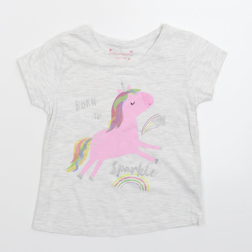 Primark Girls Grey   Basic T-Shirt Size 4-5 Years