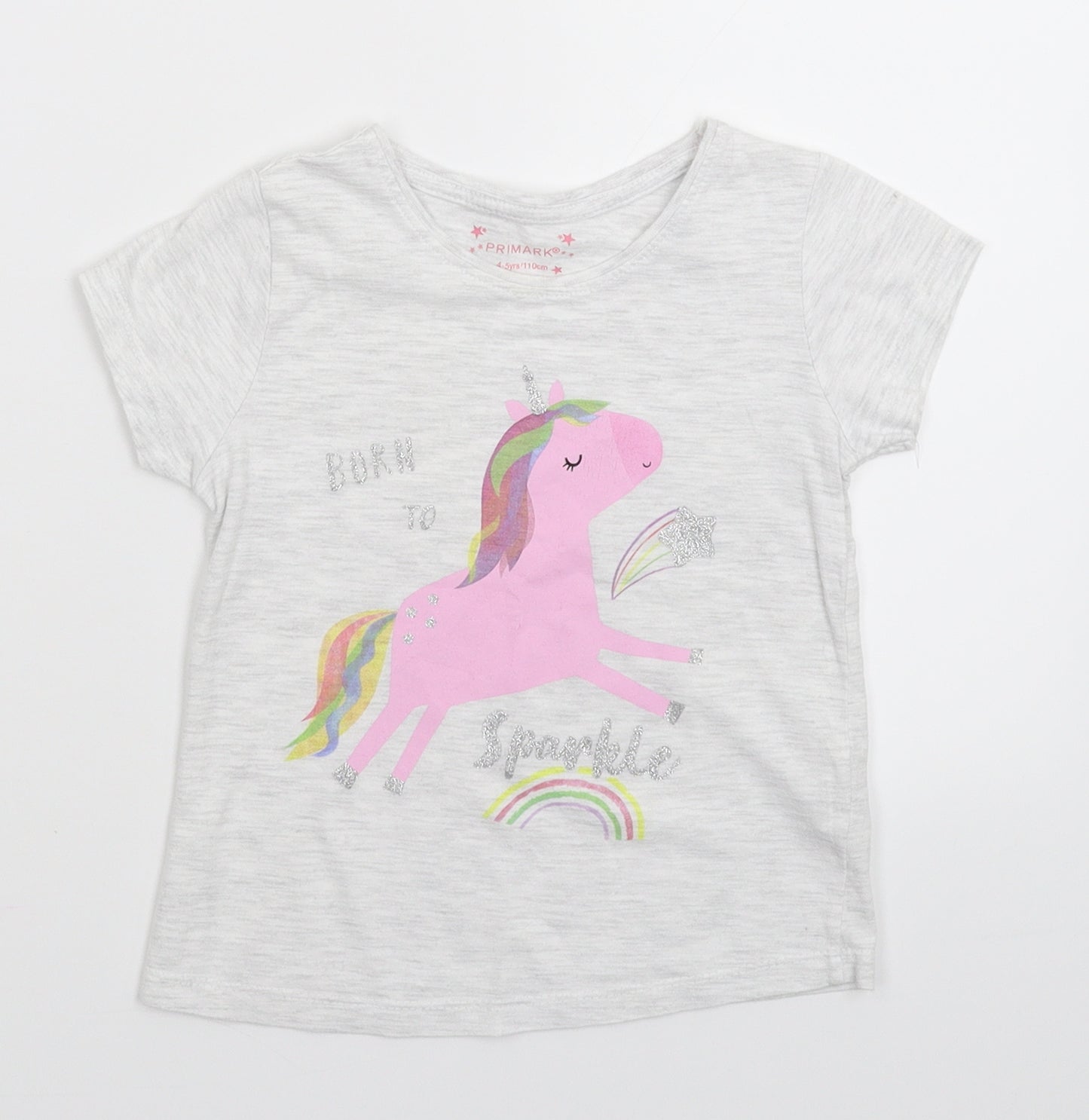 Primark Girls Grey   Basic T-Shirt Size 4-5 Years