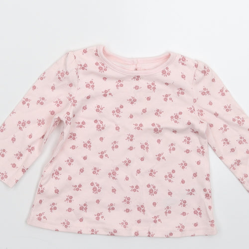 George Girls Pink Floral  Basic T-Shirt Size 3-4 Years