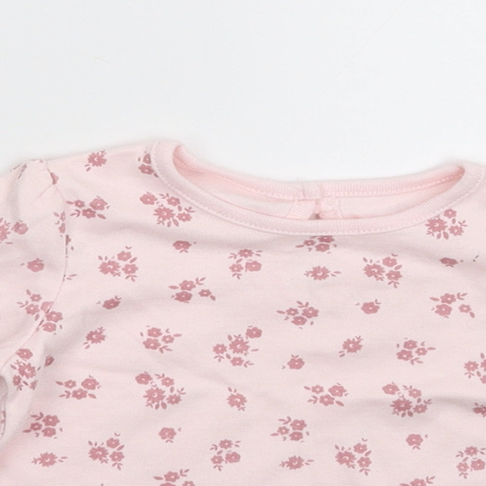 George Girls Pink Floral  Basic T-Shirt Size 3-4 Years