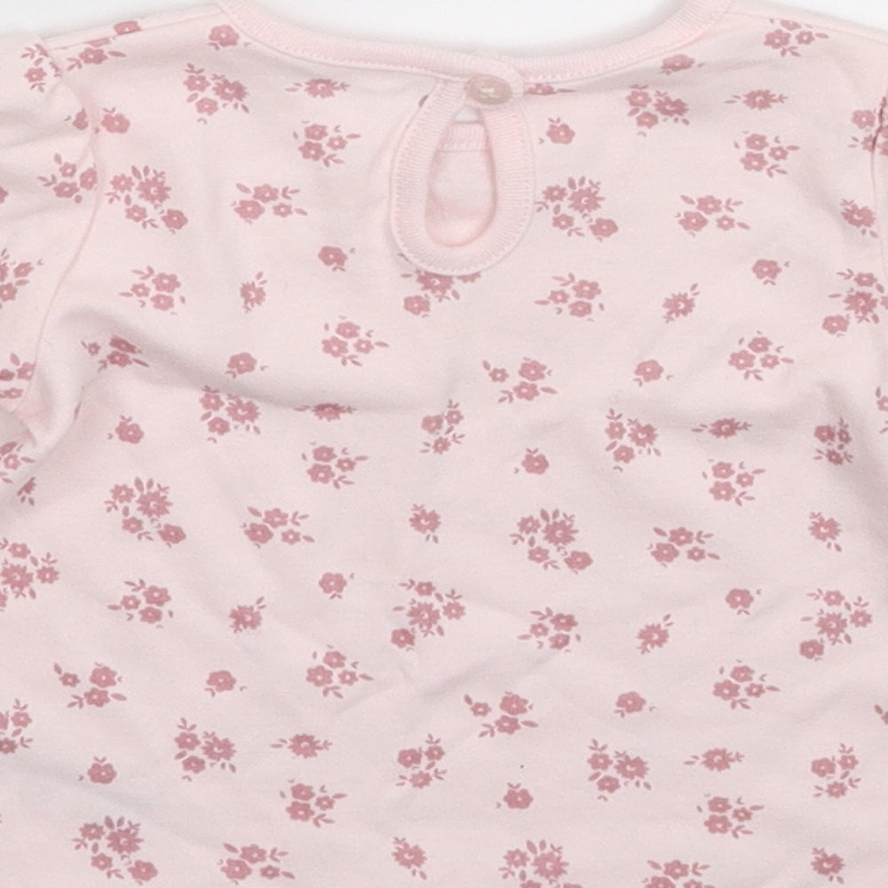 George Girls Pink Floral  Basic T-Shirt Size 3-4 Years