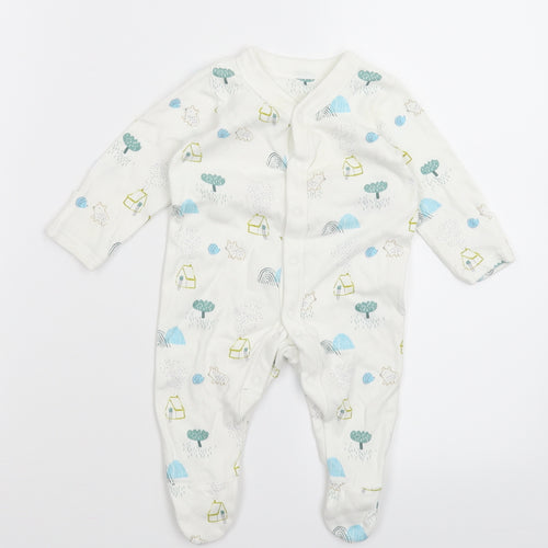 Marks and Spencer Baby White   Babygrow One-Piece Size 0-3 Months
